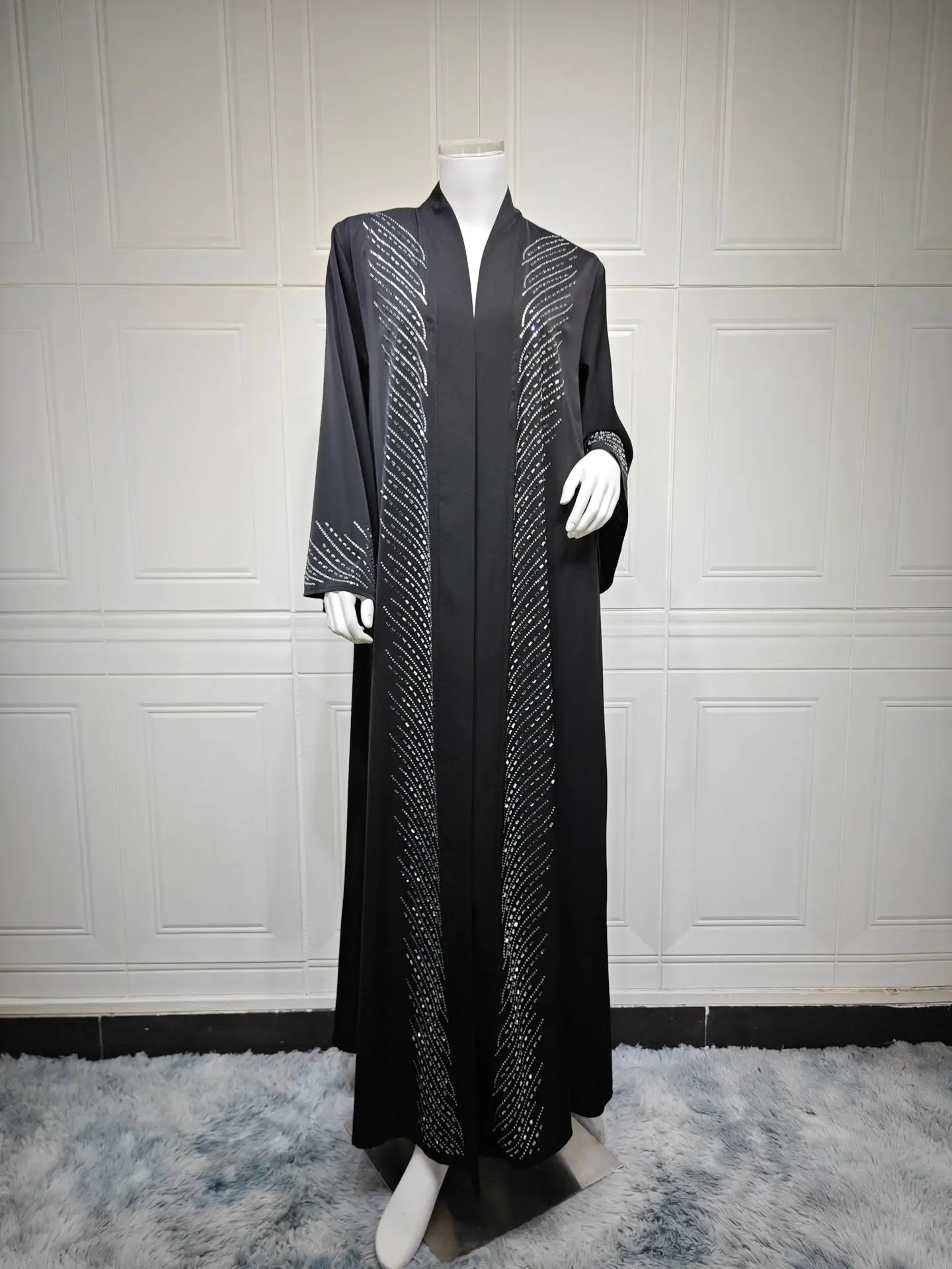 

Ramadan Diamonds Abaya Dubai Kaftan Muslim Woman Dress Black Kimono Kebaya Cardigan Islam Clothing Robe Caftan Jalabiya Vestidos