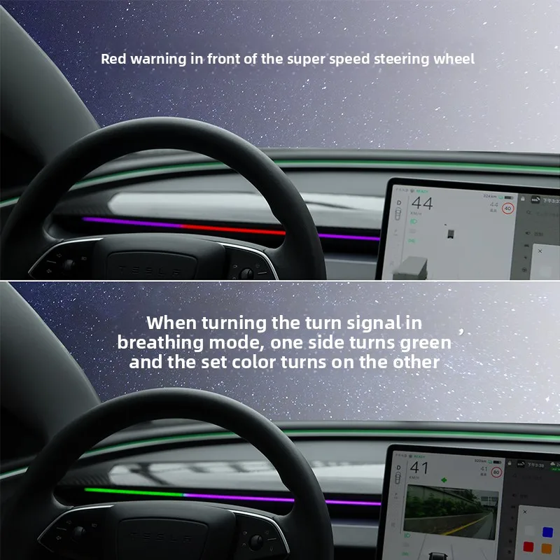 Sistem Lampu Ambient Ventilasi Udara Pintar Sistem Pemantau Titik Buta BSD untuk Tesla New Y Juniper Model 3 Highland Model 3 Y 2021+