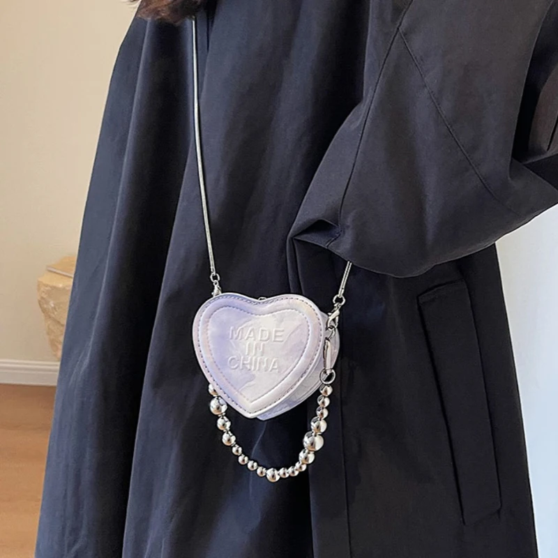 

Fashion Mini Handbag Summer New Korean Women Casual Versatile One Shoulder Bags Black Commute Zipper Love Shape Crossbody Bag