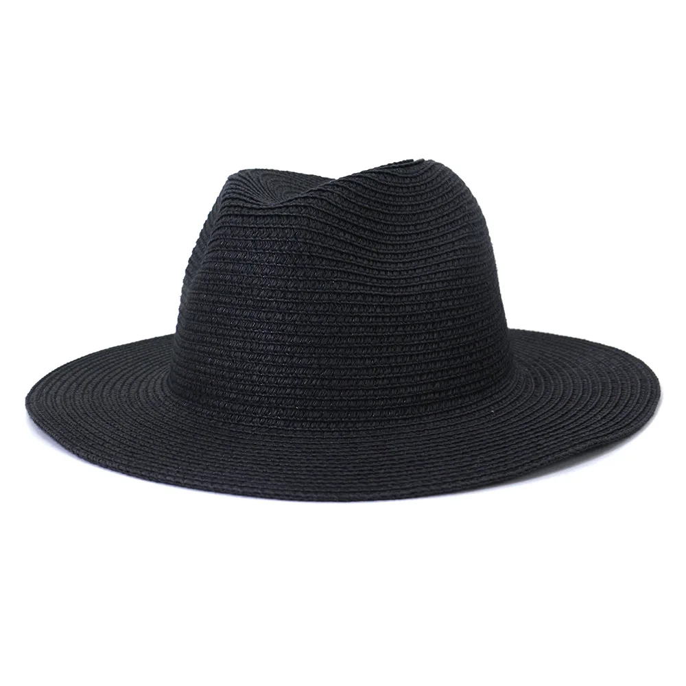 Summer Cowboy Panama Straw Hats For Men Women Lady Wide Brim Sombrero Solid Jazz Hat Travel Beach Sun Cap Hat