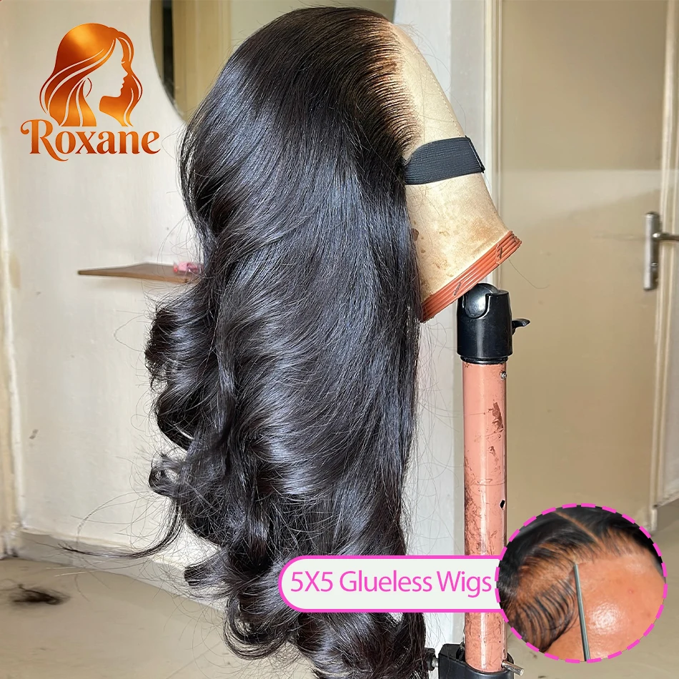 

Парик Roxane Body Wave 5x5 без клея, из натуральных волос, плотность 220%, с HD кружевной передней частью 13x4 13x6, для чернокожих женщин, 30-40 дюймов