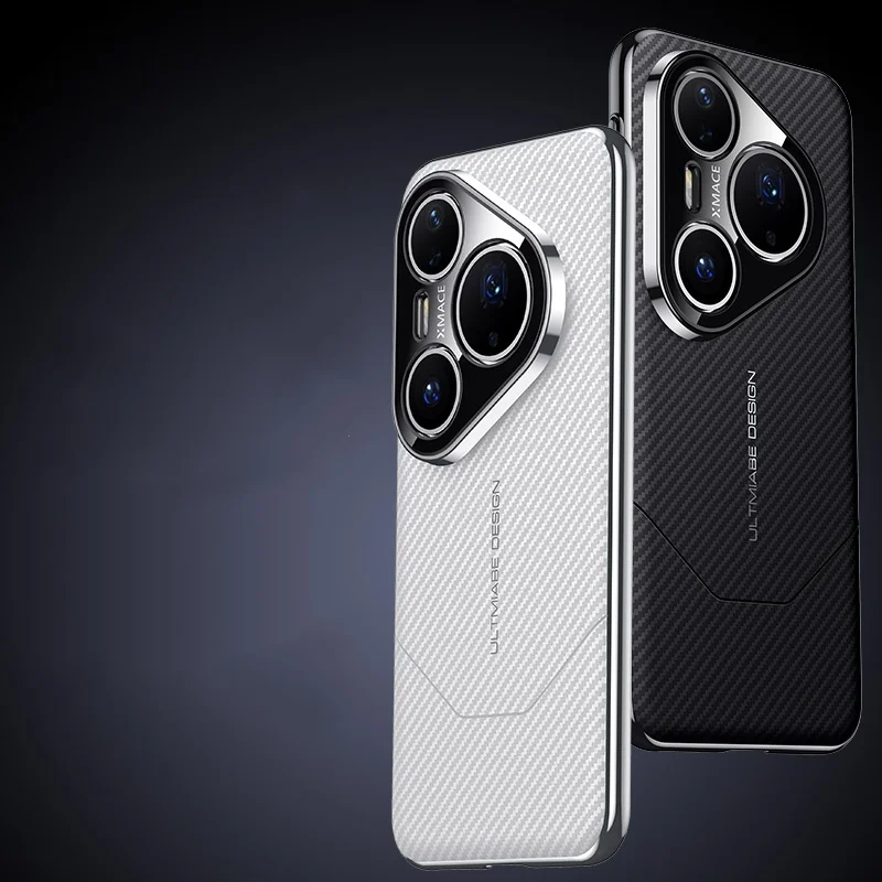 

Premium Carbon Fiber Texture Vegan Leather Case for Huawei Pura 70 pro 80 Ultra pro plus with Camera Lens Protection - Luxury