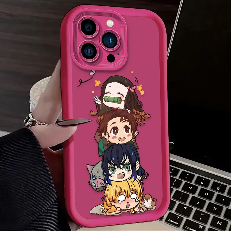 漫画鬼滅の刃マットスマホケース iPhone 16 16E 15 14 13 12 11 Pro Max X XS XS Max XR SE 2020 SE4 7 8 耐衝撃カバー