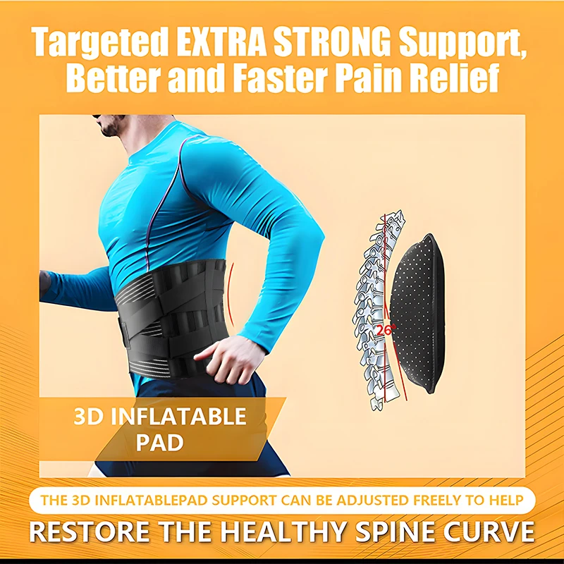 Back Brace with Inflatable Pad Extra Support More Effectively Relieve Herniated Disc Sciatica Lower Back Pain Lumbar Back