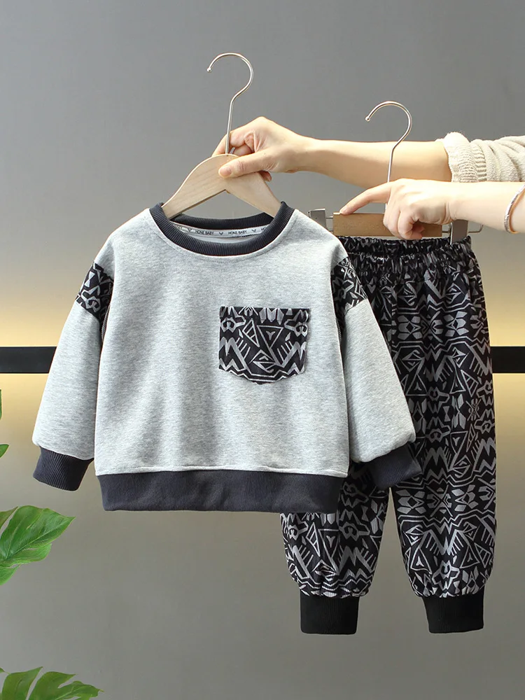 Casual Children Outfit 2-10Years Boys Fashion Sweatshirts and Pants 2pcs Clothes Set Spring Autumn Toddler Boys Sporty Suit
