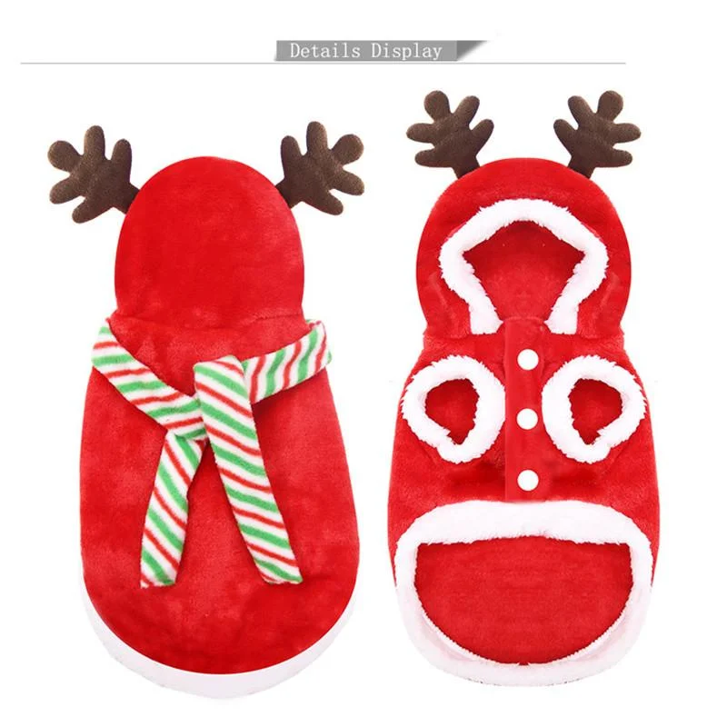 Dog Clothes Christmas Pet Shih Tzu Puppy Outfit Winter Xmas Santa Reindeer Costume Cat Hoodie Coat Party Dress Up