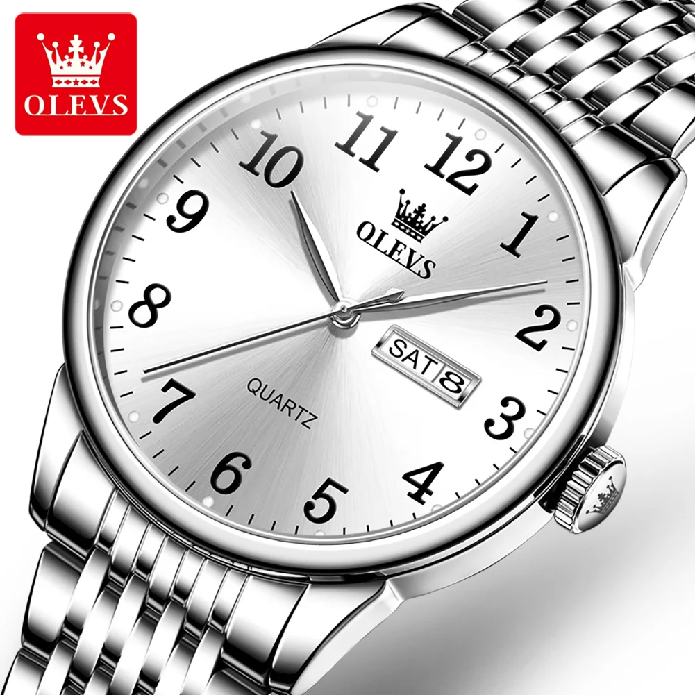 OLEVS Business Watch for Men Top Brand Luxury Man Quartz Wristwatch Stainless Steel Simple Original Men\'s Watches Montre Homme