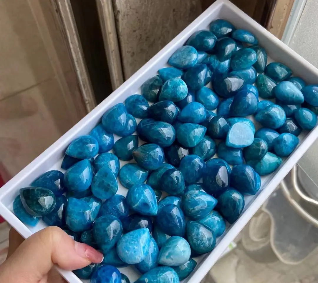 Wholesale 10pcs/pack Natural Apatite Bead Cabochon 20-24mm Mixed Size Gemstone Jewelry Pendant Accessory