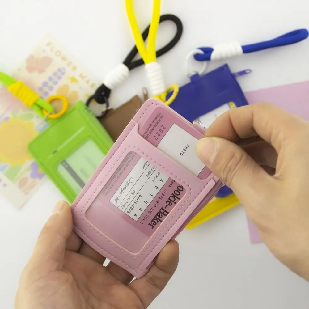 Fashionable PU Leather Card Bag Zipper Lightweight Coin Purse Large Capacity Business Card Holder for Male And Female