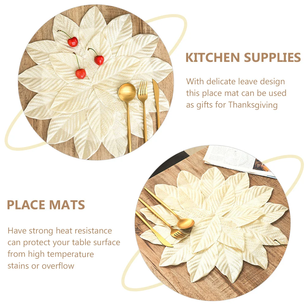

Faux Flower Placemats Plastic Table Mats Heat Resistant Washable Kitchen Dining Decor For Holiday Christmas Party Supplies