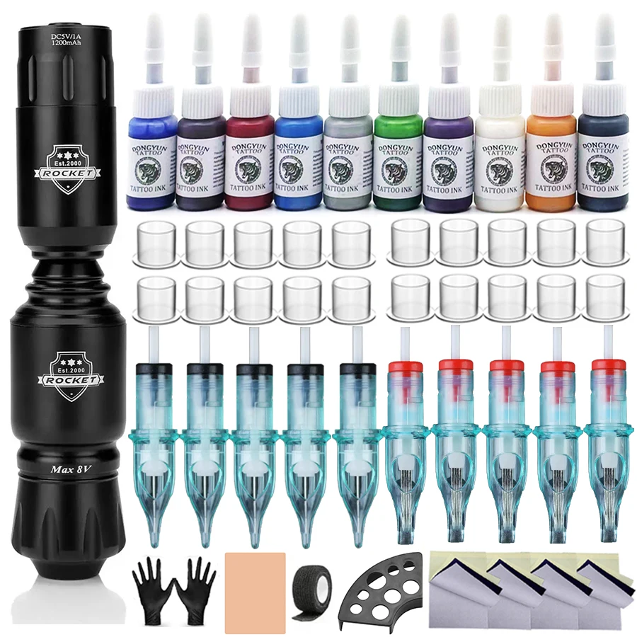 1set, Wireless Tattoo Pen Kit, Equipped With LED Power Supply, TattooRotary Machine, Complete With Tattoo Cartridge Needles, ink