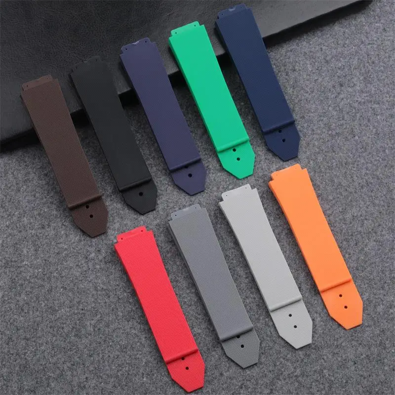 

BEFIA Soft Nature Rubber Watchband 25x19mm Convex End For Hublot Strap For Classic Fusion Series Men Strap Fold Buckle