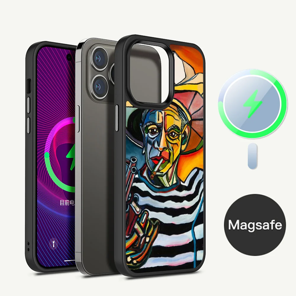 

Чехол для телефона Picasso с абстрактным искусством, чехол для iPhone 16, 14, 13, 12, 11, 15 Pro Max, магнитный чехол для беспроводной зарядки Magsafe