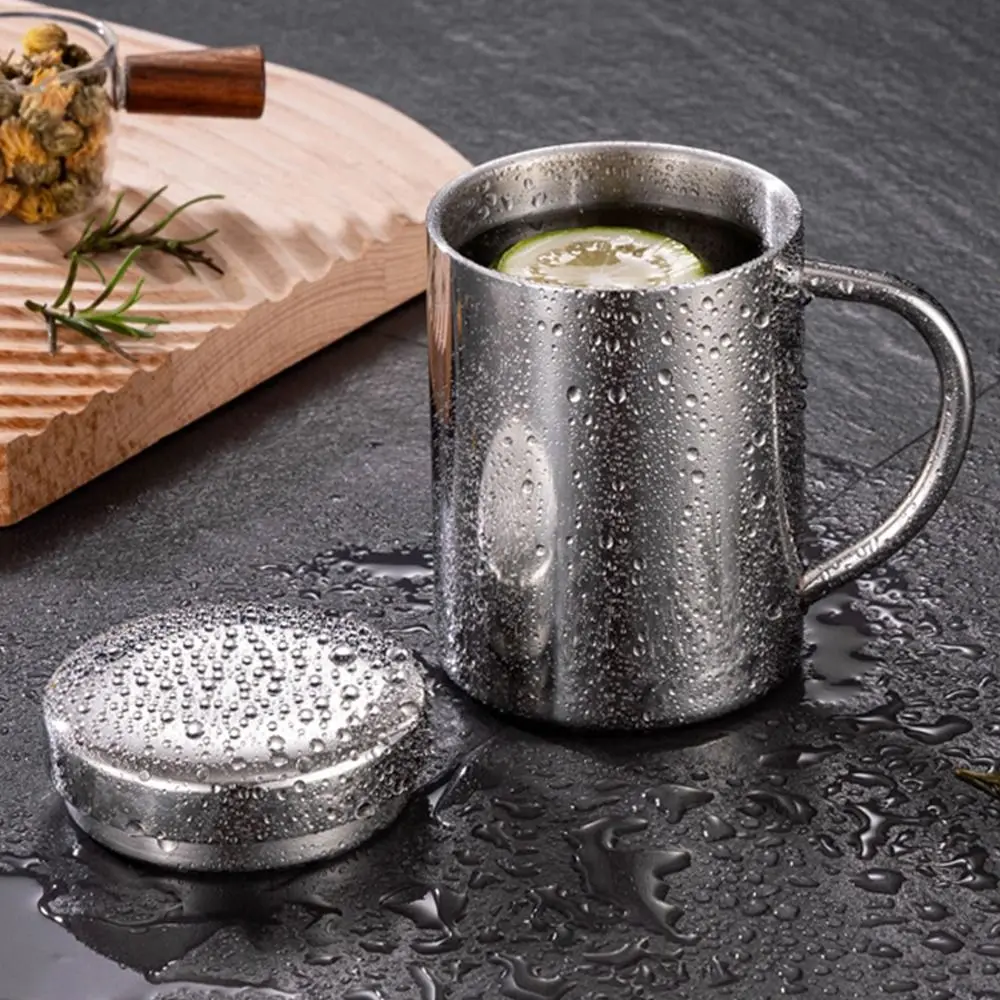 1Pcs 200/300/400ML Stainless Steel Coffee Mug Double Layer Anti-scalding Cup Portable Drink Beer Tea Juice Thermal Tumbler