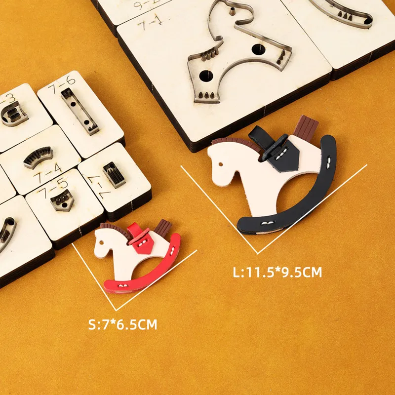 Rocking Horse Shape Leather Die Cutting Mold,Sharp Durable DIY Handmade Leather Craft Tool for Keychain Pendant Making