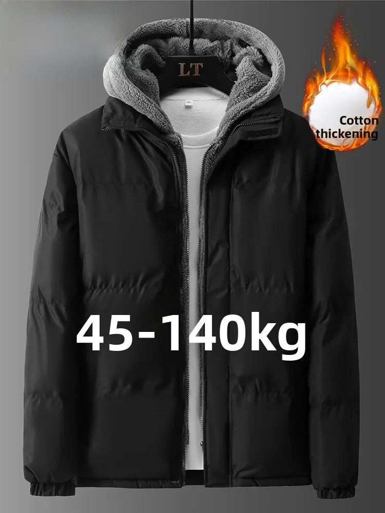 

Mo Cha Trendy Large Size Cotton Jaet for Men Winter New Loose Slim Fit Thiened Warm Hooded Coat Youth ular Basic Sle