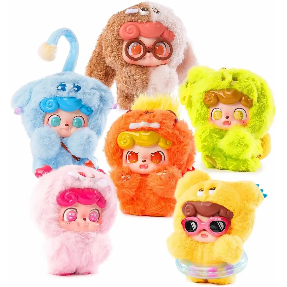 

Baby Three Q.Kid Plush Blind Box，Emotional Hairy Monsters Series Plush Toy Keychain & Bag Charm Collectible Cut Birthday Gits or