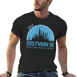 T-shirt bleu imprimé Isstvan pour hommes, vêtements mignons, blancs, grandes tailles