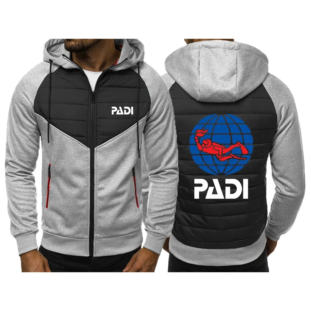 2023 Men Scuba Driver Padi New Tricolor Hooded Jacket Spring And Autumn Men Casual Slim Patchwork Zipper Coat Long Sleeve Tops