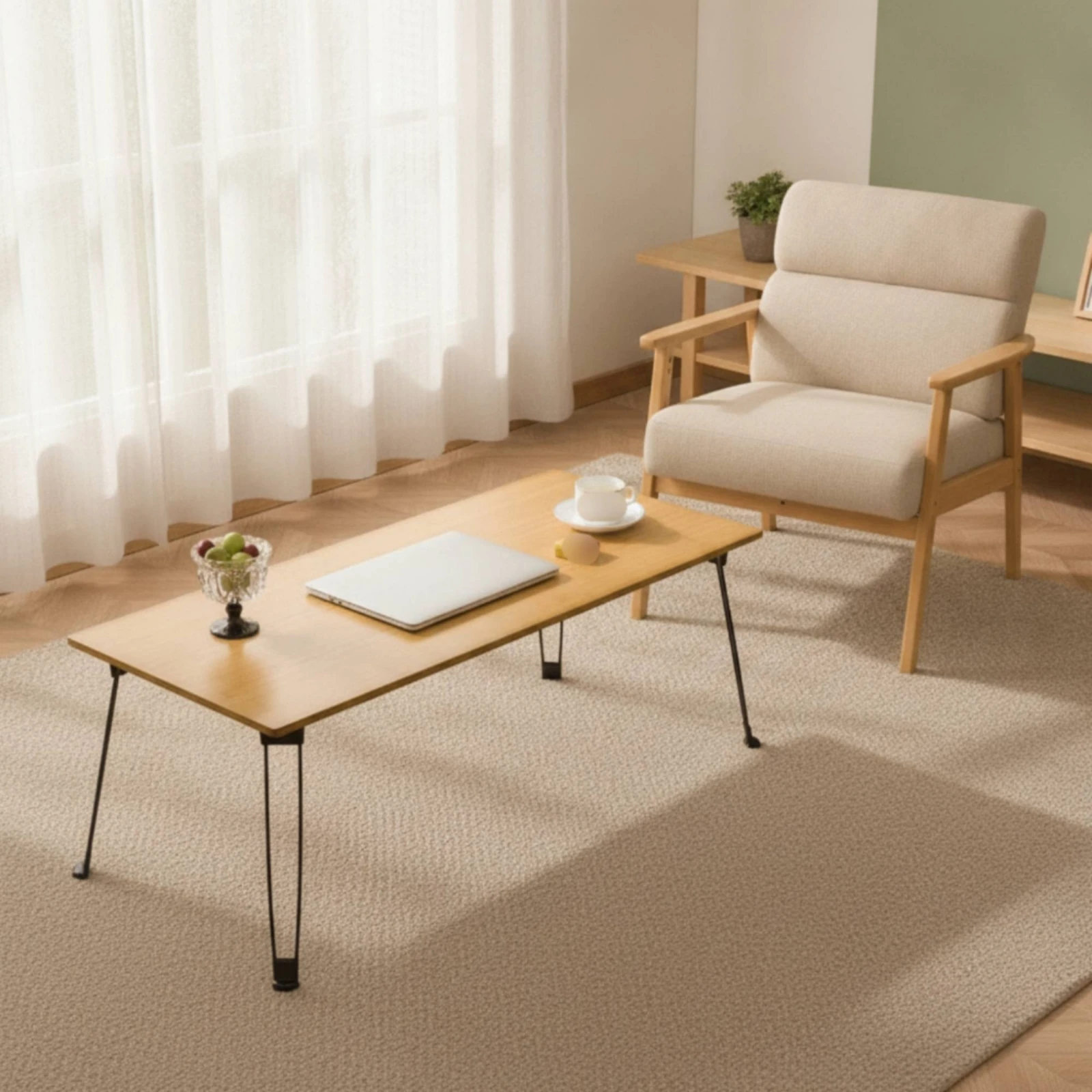 Foldable Table with Metal Legs Compact Folding Table Furniture Sturdy Easy to Clean for Campers, Camping, Picnics