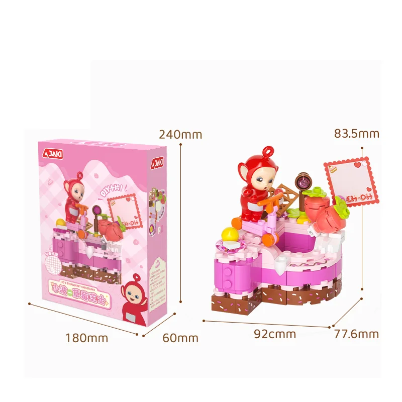 Klocki konstrukcyjne JAKI Teletubbies, ozdoby do ciasta truskawkowego, figurki dziecięce, zabawki, dekoracje piknikowe