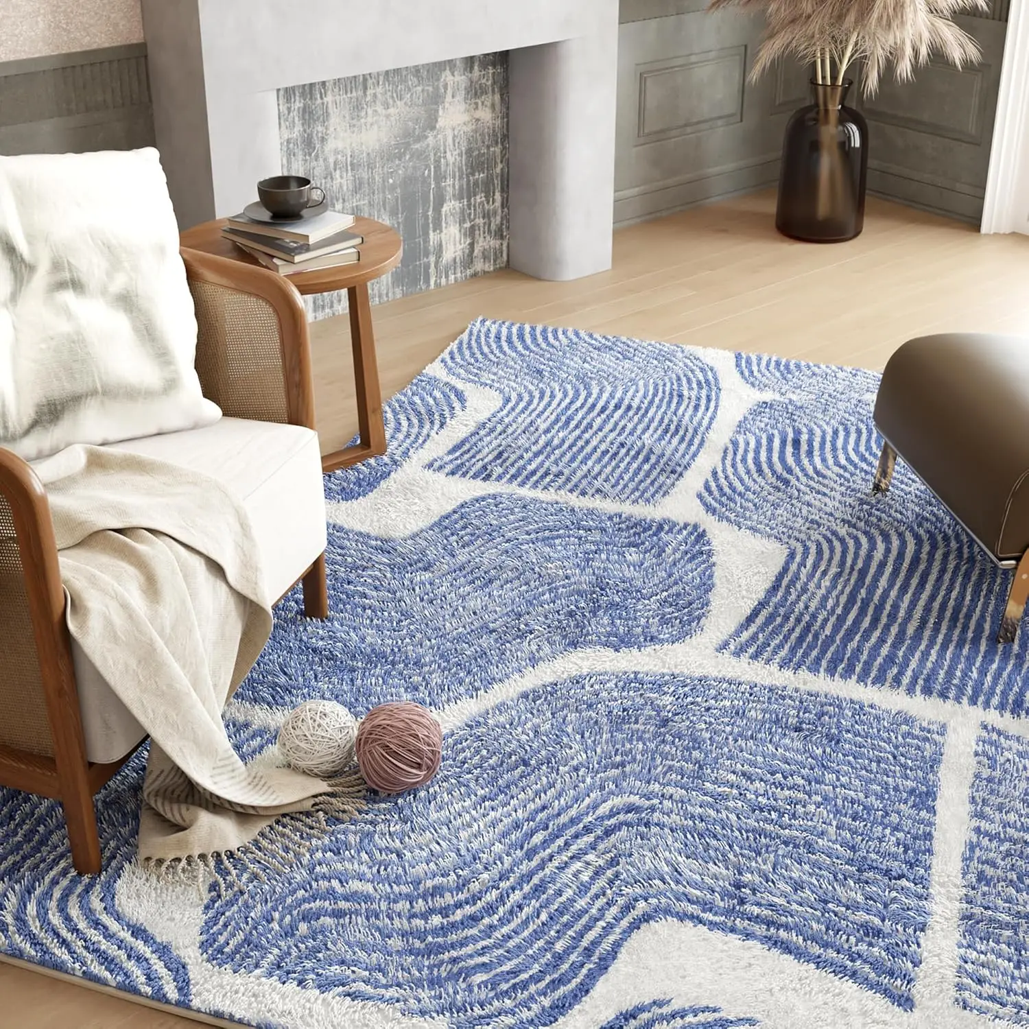 

Zen Garden Area Rug - Ultra Soft Area Rug 5x7, Non Slip, Stain Resistant Living Room Rug, Washable Area Rugs (Blue, 5x7)