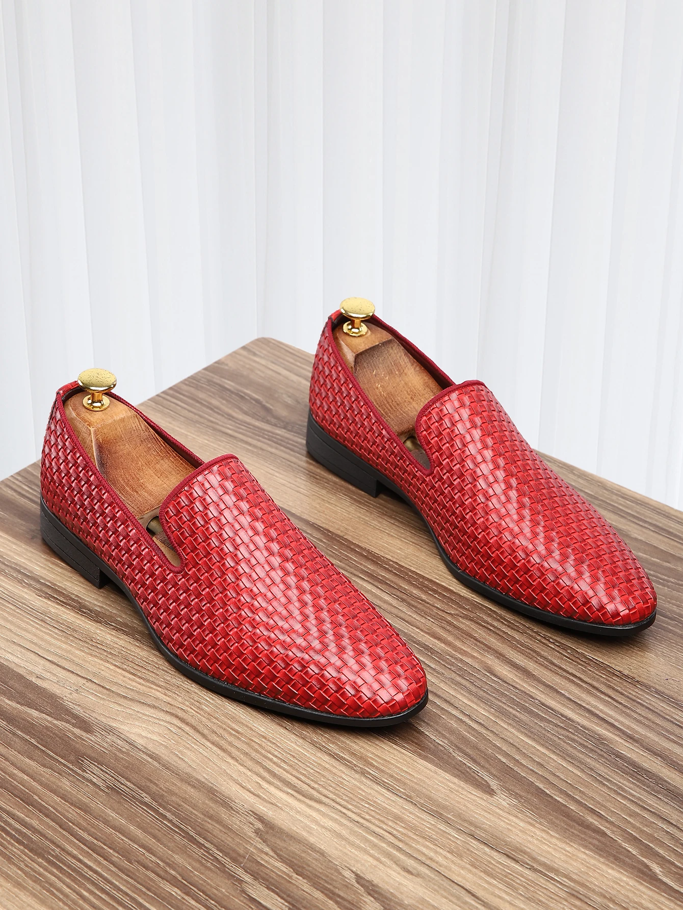 

Британские тканые красные лоферы класса люкс для мужчин, деловая обувь