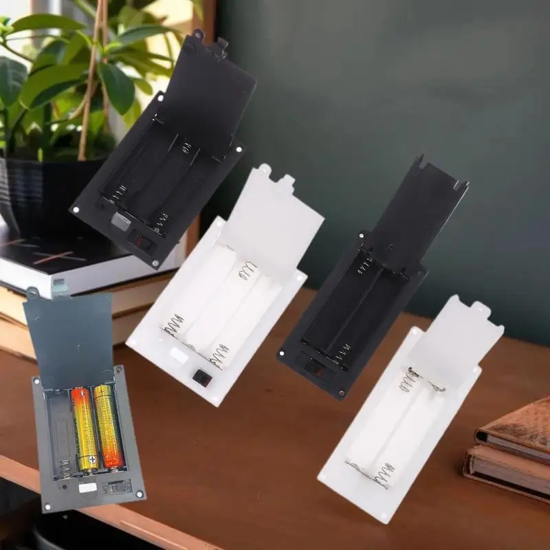 1/3Pcs Batteries Shell Plastic 2x3x AAA Rectangular Embedded Battery Holder Storage Box Case With Switch Cover