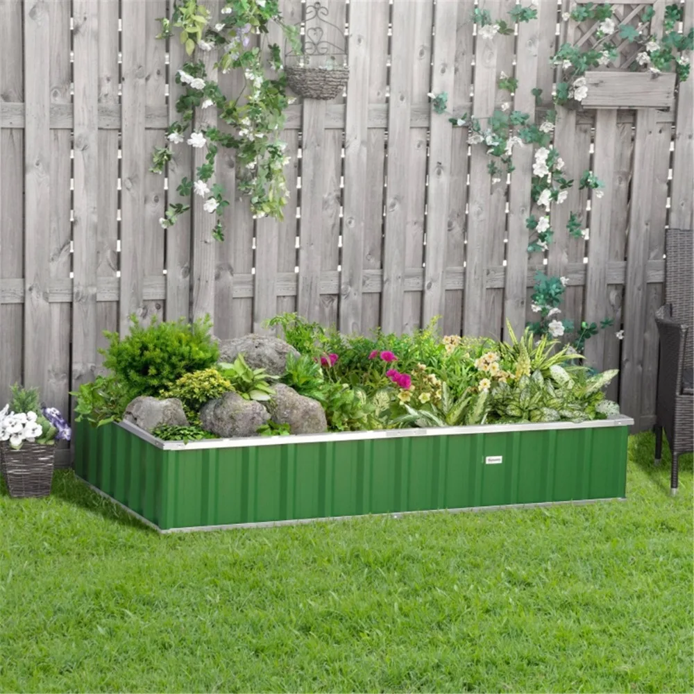 

5.7' x 3' growing space, Open bottom for long-root plants, Plant Shelves