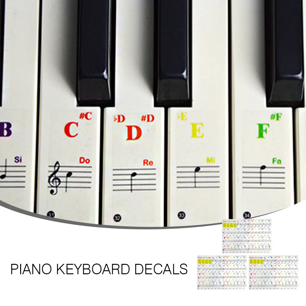 

3 pcs Piano Stickers PVC Keyboard Decals for Beginners Waterproof Durable Fits Most Pianos Easy Install Remove Practical Musical