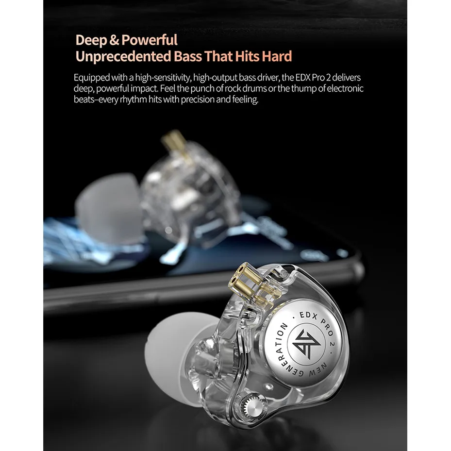 سماعات أذن KZ EDX PRO 2 مع إصدار مطور لسماعات الأذن ذات الملف الديناميكي عالي الدقة HIFI