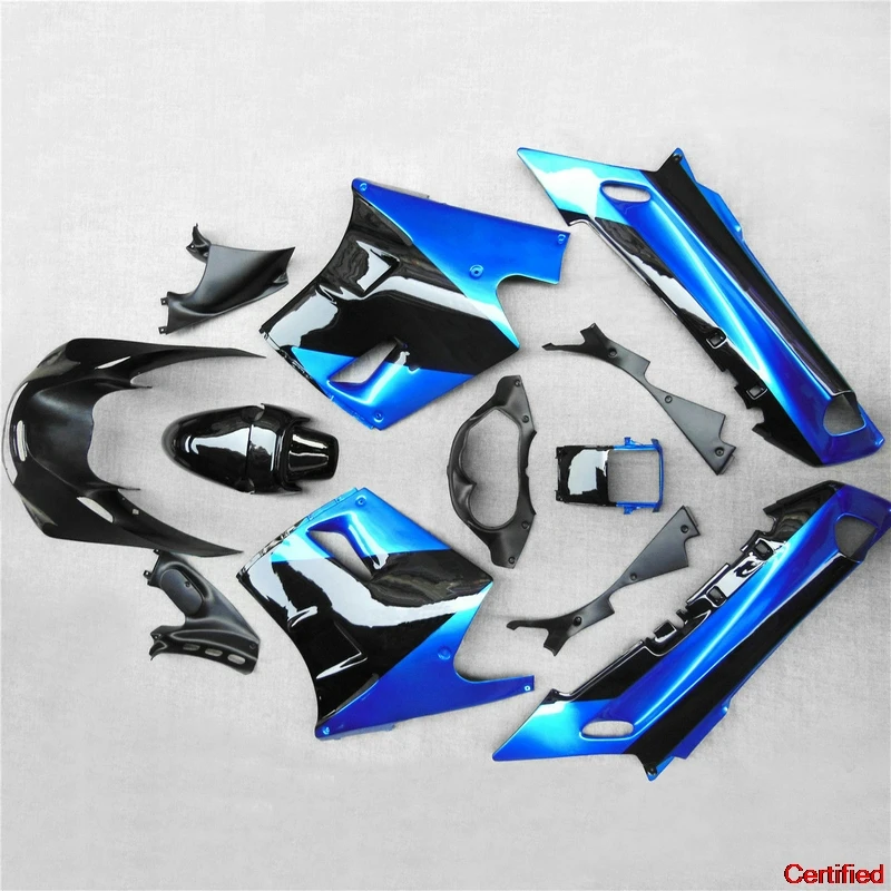 

Motorcycle Bodyworks Fairing Kits For Kawasaki ZZR1100 1990 1991 1992 Blue Black Fairing Set Zzr 1100 90 91 92 XJ38