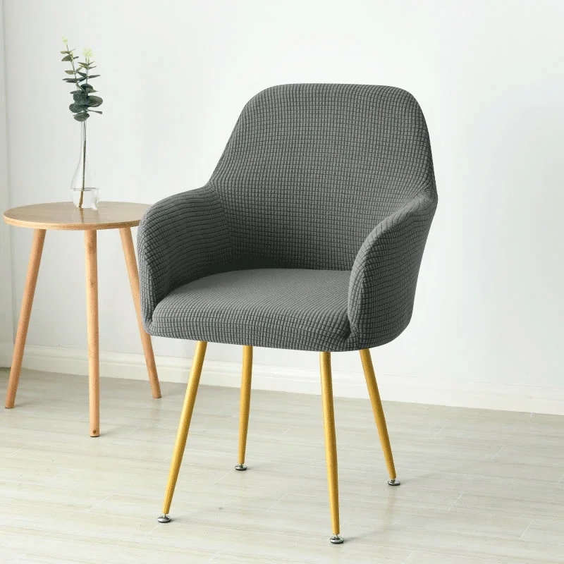 1PC Stretch Polar Fleece Chair Cover Elastic Solid Color High Armchair Slipcover Washable Anti-slip Seat Case for Office Wedding