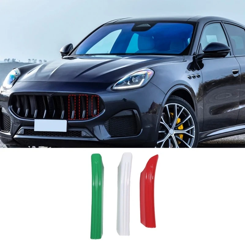 

Tri-Color Front Grill Trim Strip Front Bumper Air Intake Grill Strip Decoration Car Accessories For Maserati Grecale 2022-2026