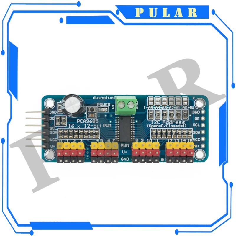 1Pc PLR PCA9685PW 16 Channel 12-bit PWM/Servo Driver-I2C Interface PCA9685 Module Raspberry Pi Shield Module Servo Shield