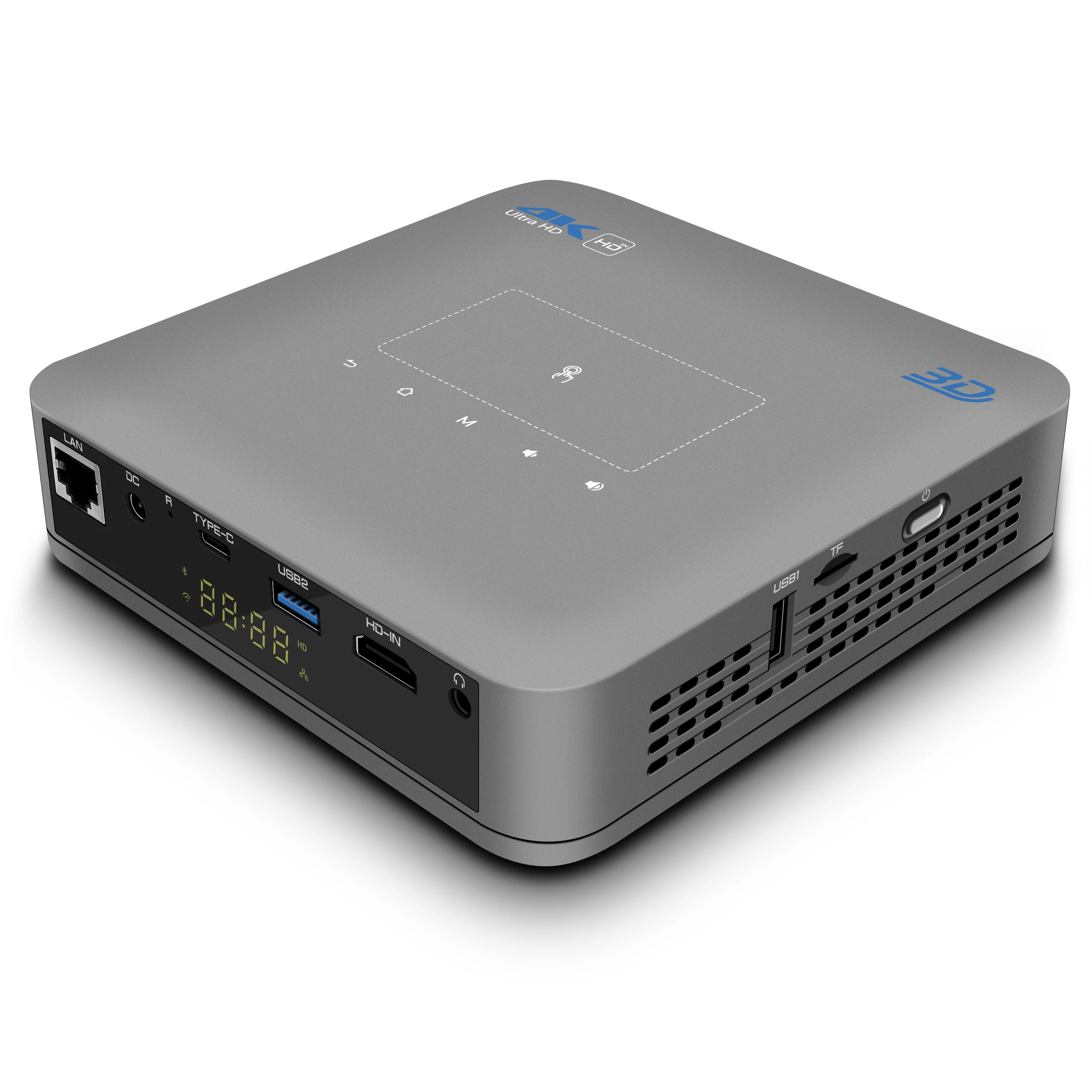 Mini projector DLP 300 lumens Amlogic T972 android 9.0 system 3D/4K decoding input four-corner correction