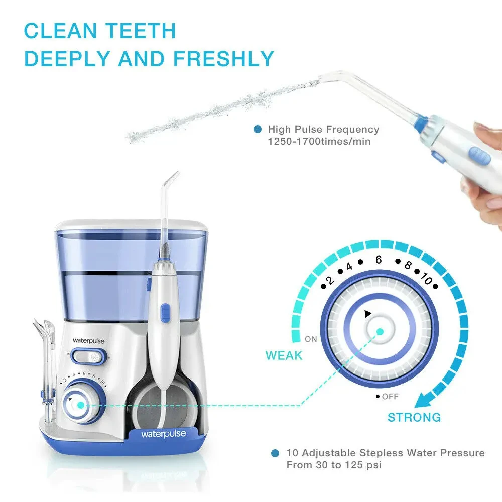 Waterpulse V300G Oral Irrigator 5pcs Tips Dental Water Flosser Electric Cleaner 800ml Oral Hygiene Dental Flosser For Oral Care