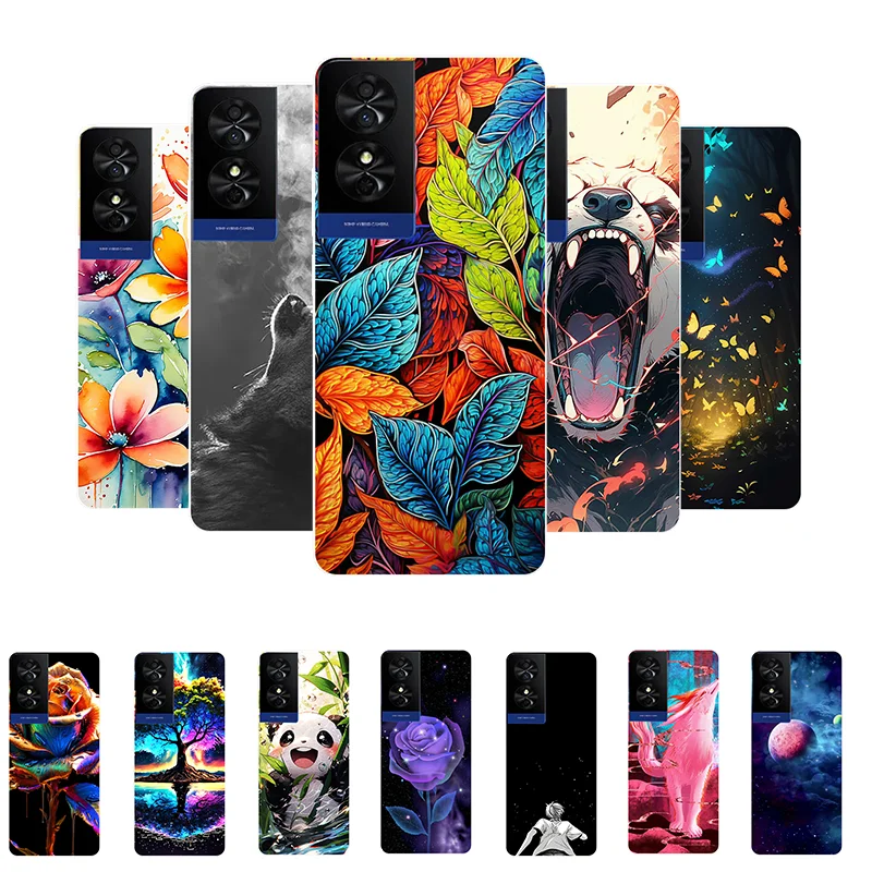 

For TCL 50 SE Case TCL50SE Colorful Leaves Flower Painted Soft Silicone Cover for TCL 50 SE Bumper on TCL 50SE Phone Cases