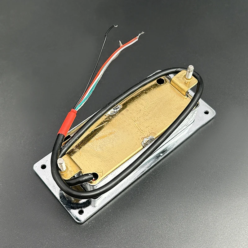 Mini Brass Humbucker Capa Com Quadro, Cable Coil Splitting, 9K, 68x29mm, 4 Cabos, Pickup Peças, Cromo