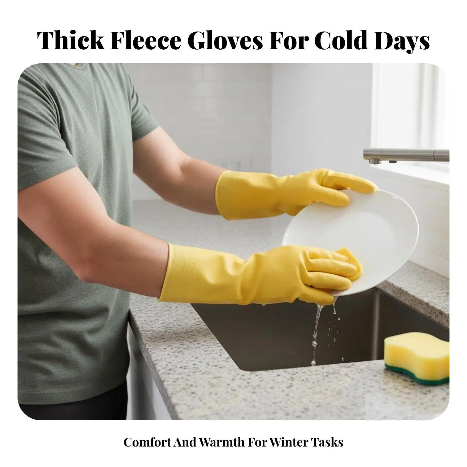 Dishwashing Gloves for Women Men Kitchen Cleaning Latex Rubber Gloves Waterproof Oil Proof Long Cuff Non Slip Grip for Dishes
