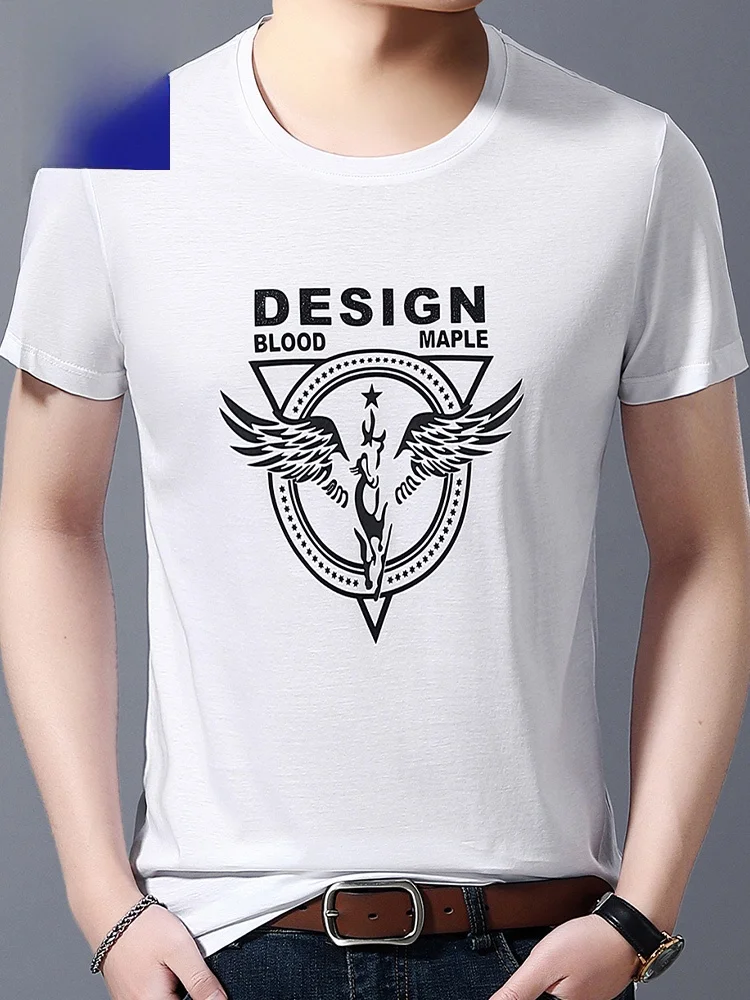 

Мужская футболка из хлопка с принтом, дышащая, свободного кроя, летняя, простая, современная, стильная