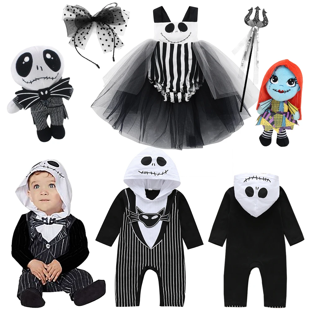 Halloween Newborn Baby Romper The Nightmare Before Christmas Jack Costume 0-1Y Toddler Clothing Fancy Carnival Party Cosplay Set