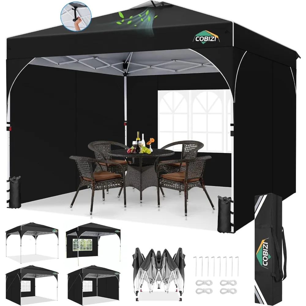 

10x10 Pop Up Canopy Tent with 3 Removable Sidewalls & Air Vent | Waterproof Instant Setup 90s, Commercial-Grade Gazebo Tent for