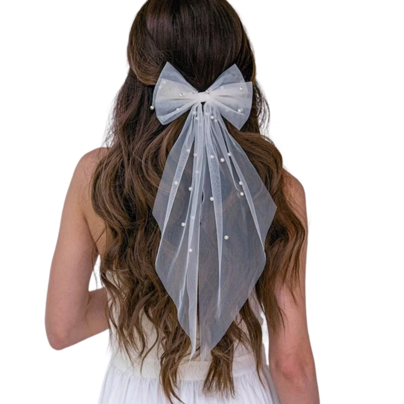 Bows Veil Hair Clip Wedding Veil Bachelorettes Party Bridal Shower Veil