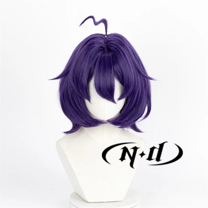 ND Hiiragi Utena Cosplay Wigs Gushing over Magical Girls Cosplay Short Wave Dark Purple-colored Hair Wigs for Comic Con Coser