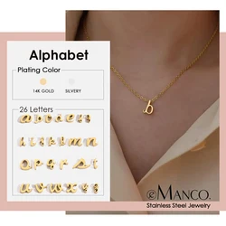 eManco New Hollow Lowercase Letters A-Z Necklace Neutral Stainless Steel Gold-Plated Pendant Adjustable Accessories Wholesale