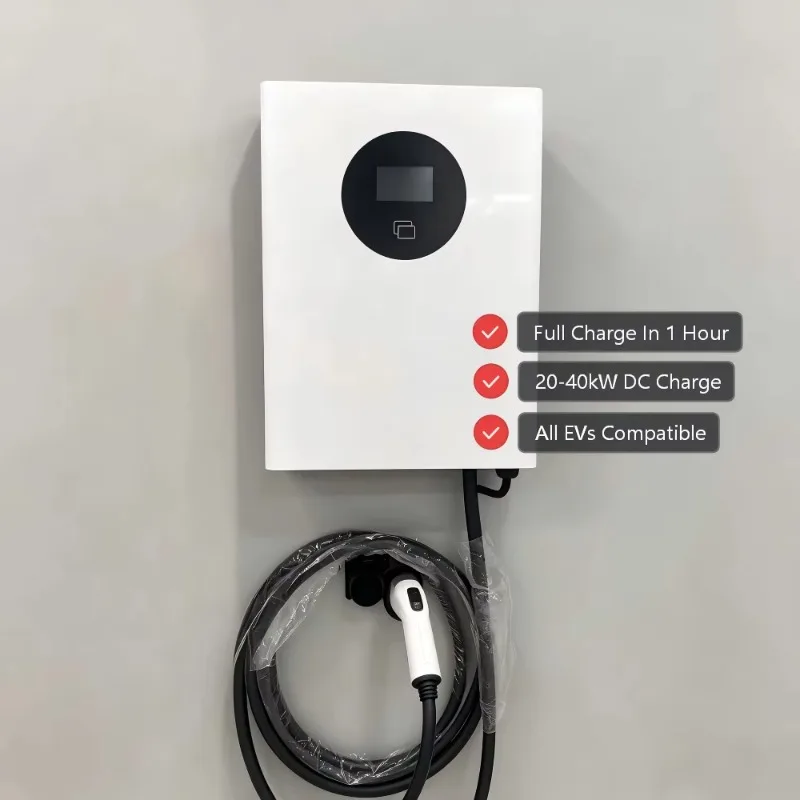 40KW DC Fast EV Charging Station Wall Mount DC Charger High Efficiency Low Noise Commercial DC Charging Pile for EV Park