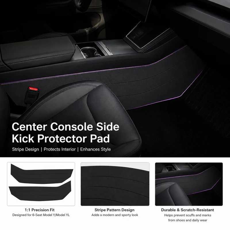 For Tesla Model Y Juniper YL 6-Seater Striped Central Control Side Anti Kick Mat Center Console Side Protective Pads Interior