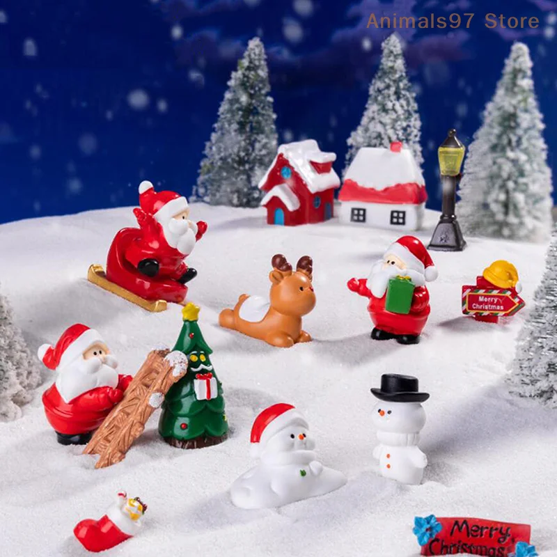 1Pc Hars Nieuwjaar Cadeau Woondecoratie Kawaii Kerstpop Mini Kerstman Sneeuwpop Landschap Ornament