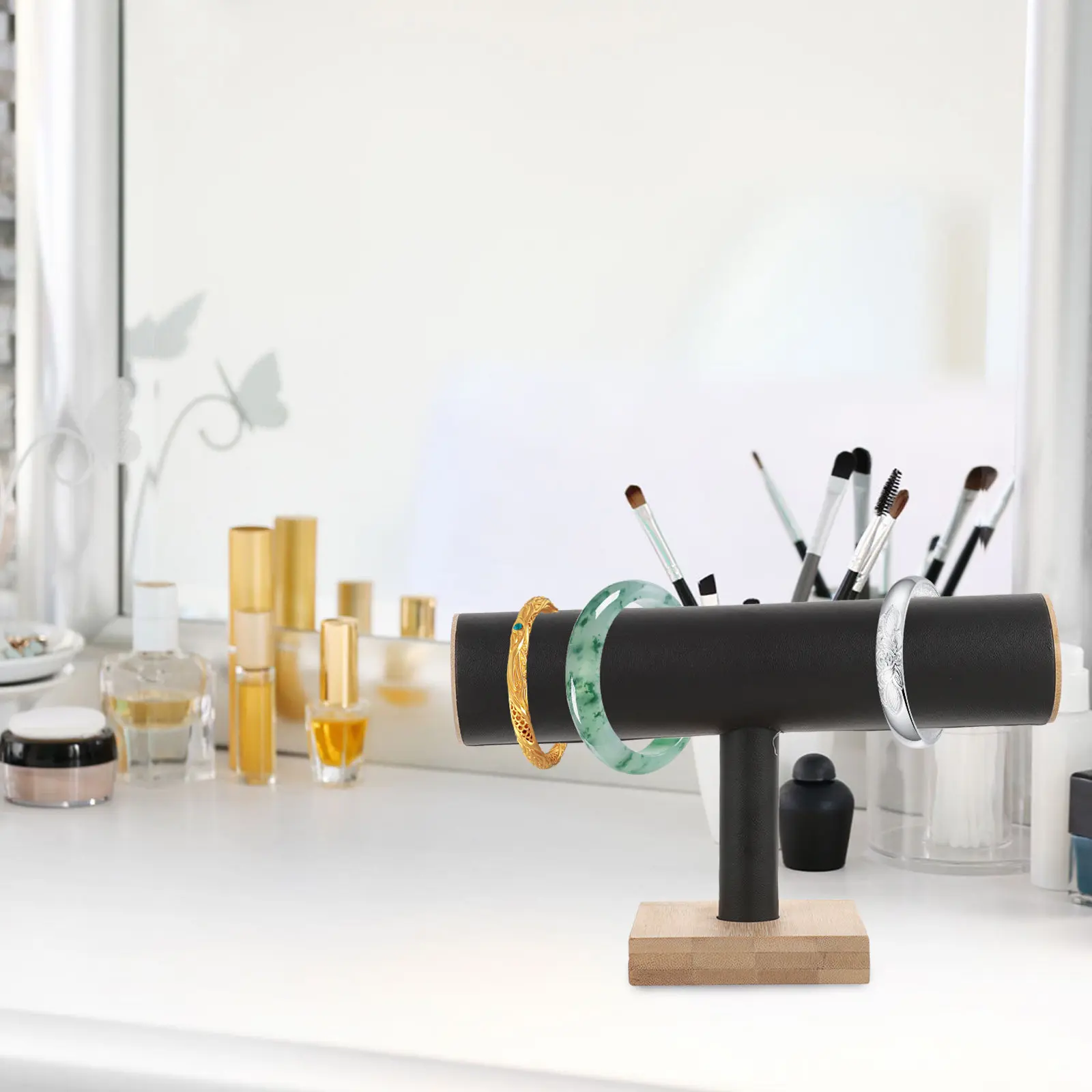 

Подставка-органайзер из бамбуковых губок для украшений: браслетов, часов, ожерелий, повязок на голову. Настольное решение для хранения.